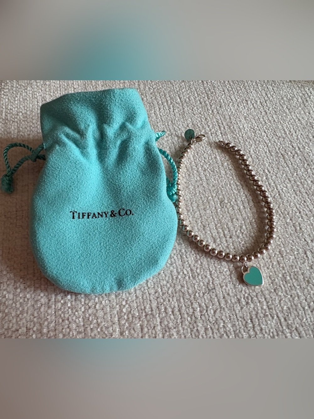 Tiffany & Co. Return to Tiffany® Blue Enamel Heart Tag Bead Bracelet